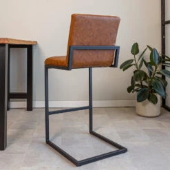 Set Van 2 Barkrukken Industrieel Kuba Cognac Zithoogte 78 Cm Kunstleder -Meubelpromotie 1000078923 0103