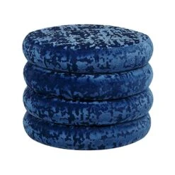Beliani Poef BREWTON - Blauw Fluweel