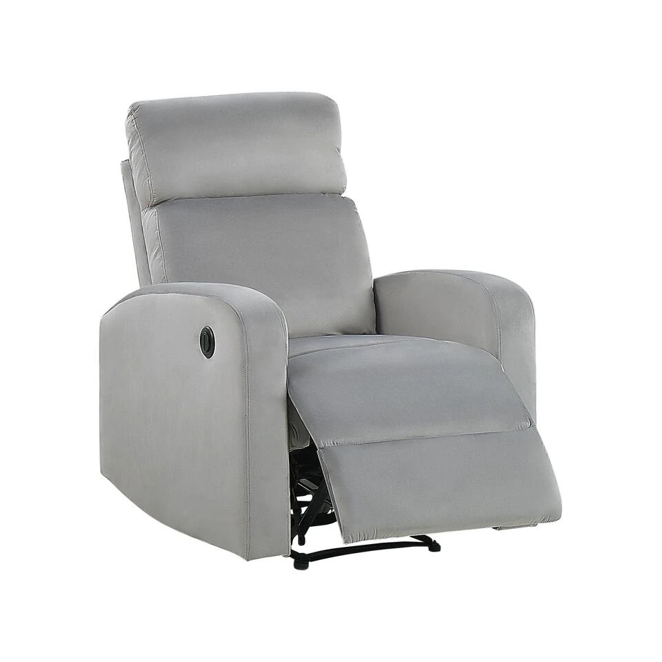 Beliani TV-fauteuil VERDAL - Grijs Fluweel 3 Beliani TV-fauteuil VERDAL - Grijs Fluweel