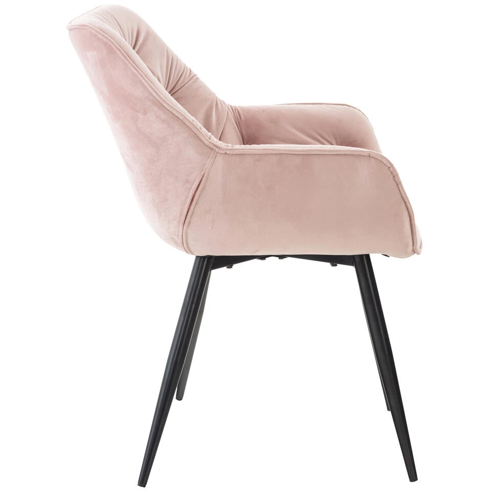 CLP Set Van 4 Eetkamerstoelen Tanna Fluweel Roze 5 CLP Set Van 4 Eetkamerstoelen Tanna Fluweel Roze - Afbeelding 3