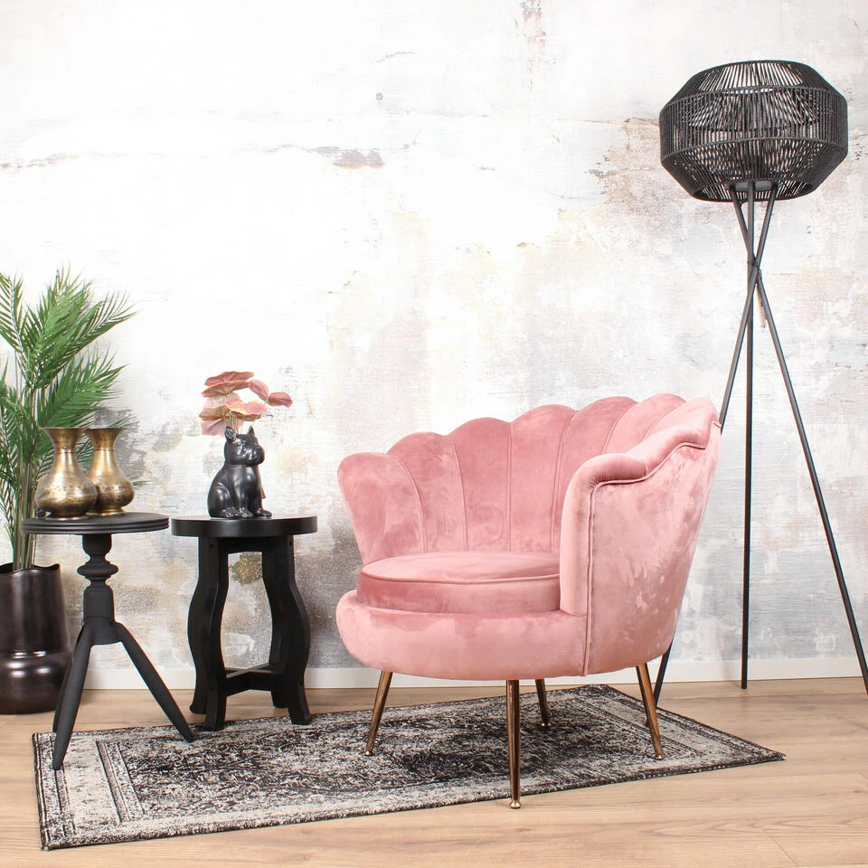 DS4U® Feliz Fauteuil Velvet - Stof - Roze 4 DS4U® Feliz Fauteuil Velvet - Stof - Roze - Afbeelding 2