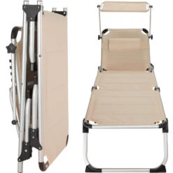 Tectake -ligbed Lorella - Aluminium- Incl. Verwisselbaar Hoofdkussen-beige -Meubelpromotie 1000082525 0102