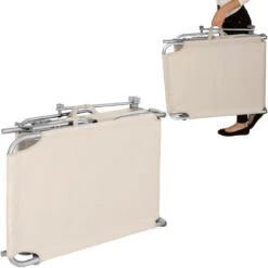 Tectake - Ligbed Met Zonnedak Beige -Meubelpromotie 1000083093 0103