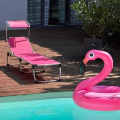 Tectake - Ligbed Zonnestoel Aurelie - Blauw -Meubelpromotie 1000083102 0102