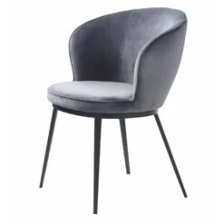 Giga Meubel Eetkamerstoel Velvet - Grijs - Armleuning - Stoel Gain