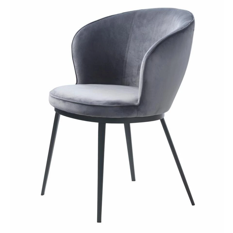 Giga Meubel Eetkamerstoel Velvet - Grijs - Armleuning - Stoel Gain 3 Giga Meubel Eetkamerstoel Velvet - Grijs - Armleuning - Stoel Gain