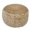 Poef - Jute Kruk - Rond Ø50 X 35 Cm - Deco Kruk Jute - Naturel/ Wit - Poef 2 Poef - Jute Kruk - Rond Ø50 X 35 Cm - Deco Kruk Jute - Naturel/ Wit - Poef -Meubelpromotie 1000086050