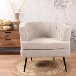 DS4U® Norah Fauteuil Bouclé - Stof - Taupe -Meubelpromotie 1000092815 0102