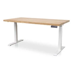 MRC Zit-sta Bureau Massief Eiken Blad 180x90 Wit Frame NEN-EN 527