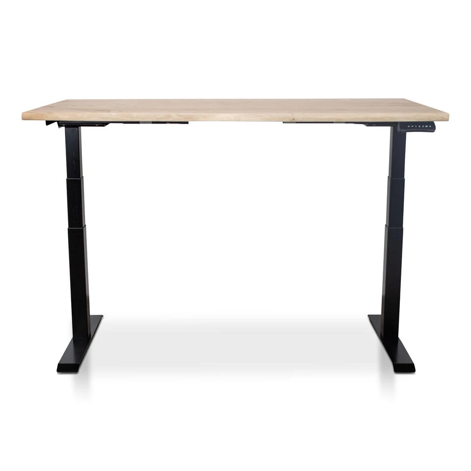 MRC Zit-sta Bureau MRC Massief Boomstamblad 140x80 Zwart Frame NEN-EN 527 4 MRC Zit-sta Bureau MRC Massief Boomstamblad 140x80 Zwart Frame NEN-EN 527 - Afbeelding 2