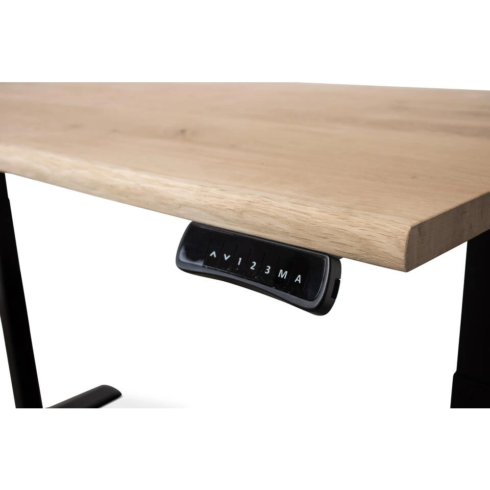 MRC Zit-sta Bureau MRC Massief Boomstamblad 140x80 Zwart Frame NEN-EN 527 5 MRC Zit-sta Bureau MRC Massief Boomstamblad 140x80 Zwart Frame NEN-EN 527 - Afbeelding 3