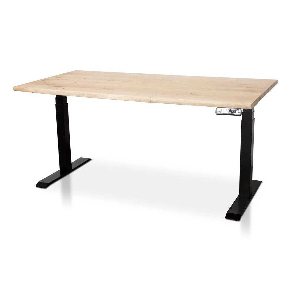 MRC Zit-sta Bureau MRC Massief Boomstamblad 140x80 Zwart Frame NEN-EN 527 3 MRC Zit-sta Bureau MRC Massief Boomstamblad 140x80 Zwart Frame NEN-EN 527