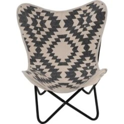 Brent Vlinderstoel Zwart/wit - Leder - Zwart 5 Brent Vlinderstoel Zwart/wit - Leder - Zwart -Meubelpromotie 1000094339 0102