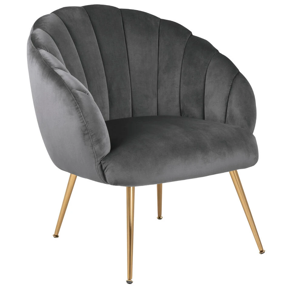 Sohome Fauteuil Garrick - Velvet - Dark Grey/Gold 3 Sohome Fauteuil Garrick - Velvet - Dark Grey/Gold