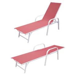 Happy Garden Zonnebedden SARDINIA - Roze - Staal -Meubelpromotie 1000094843 0102