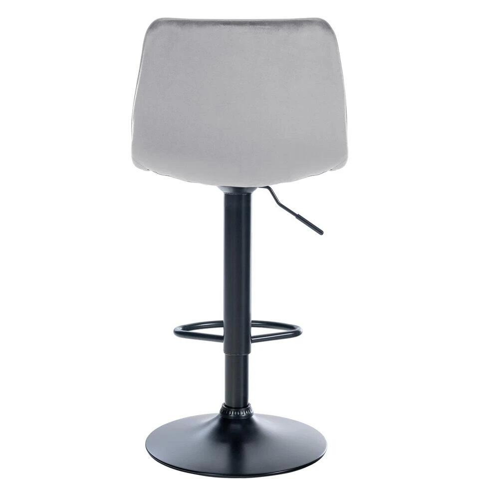 CLP Barkruk Lex Zwart Frame Fluweel Zilverkleurig 6 CLP Barkruk Lex Zwart Frame Fluweel Zilverkleurig - Afbeelding 4