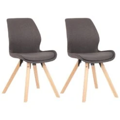 CLP Set Van 2 Eetkamerstoelen Luna Stof Grijs