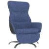 VidaXL Relaxstoel Met Voetensteun Stof Blauw 2 VidaXL Relaxstoel Met Voetensteun Stof Blauw -Meubelpromotie 1000095972