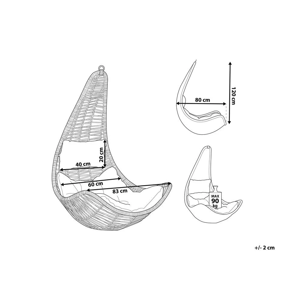 Beliani Hangstoel ATRI - Zwart Pe Rotan 5 Beliani Hangstoel ATRI - Zwart Pe Rotan - Afbeelding 3