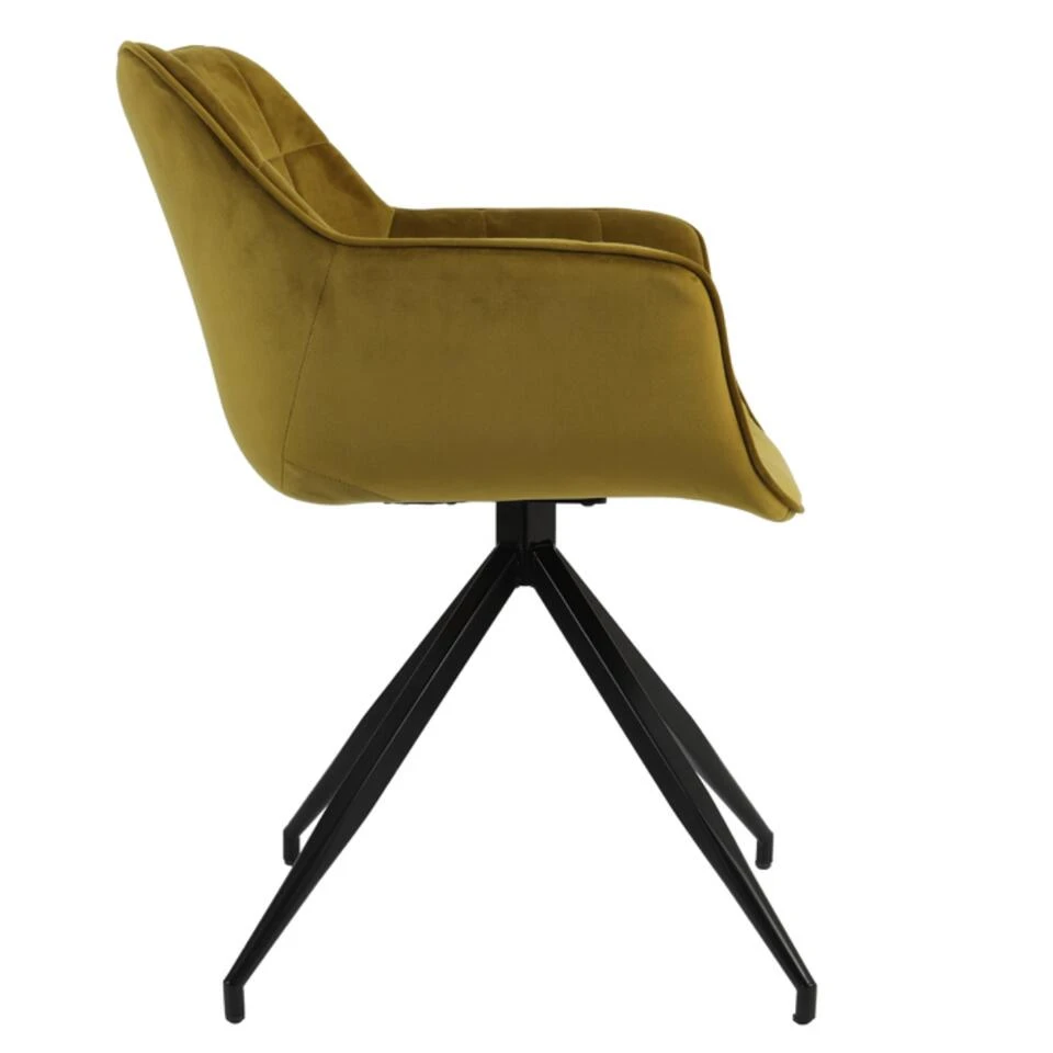 Jaimy Eetkamerstoel Velvet - Stof - Geel 5 Jaimy Eetkamerstoel Velvet - Stof - Geel - Afbeelding 3