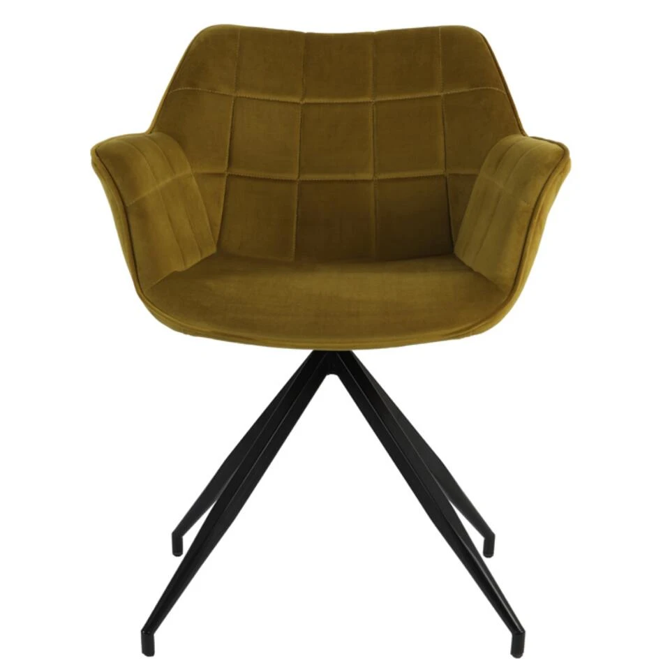 Jaimy Eetkamerstoel Velvet - Stof - Geel 3 Jaimy Eetkamerstoel Velvet - Stof - Geel