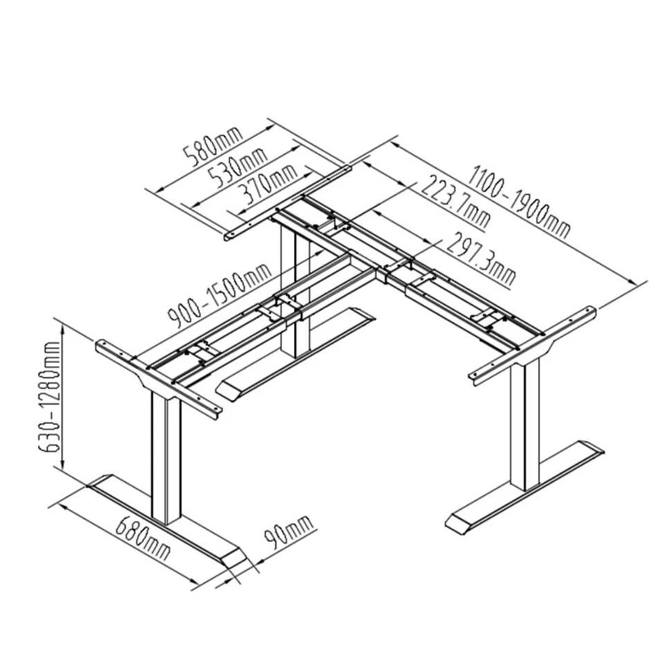 Elektrisch Verstelbaar Bureau Natuur Eik - Hoek Zit-sta Frame Wit 6 Elektrisch Verstelbaar Bureau Natuur Eik - Hoek Zit-sta Frame Wit - Afbeelding 4