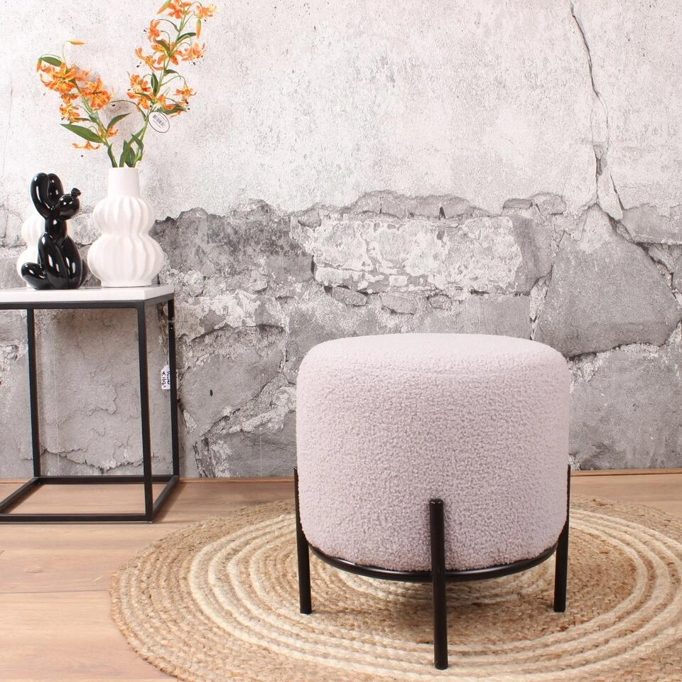 DS4U® Torben Hocker 35x38cm - Stof - Grijs 4 DS4U® Torben Hocker 35x38cm - Stof - Grijs - Afbeelding 2