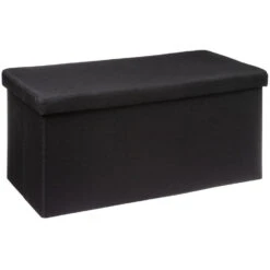 Atmosphera Poef/hocker - Opbergbox - Zwart - PU/MDF - 31 X 31 Cm