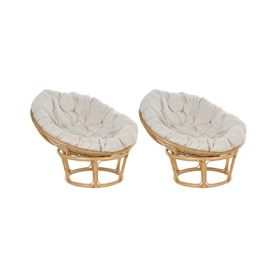 SALVO - Fauteuil Set Van 2 - Lichtbeige - Rotan 3 SALVO - Fauteuil Set Van 2 - Lichtbeige - Rotan