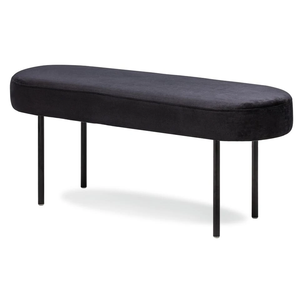 Metalen Bank Met Zwarte Fluwelen Bekleding 3 Metalen Bank Met Zwarte Fluwelen Bekleding