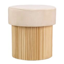 Poef En Fluwelen Beige