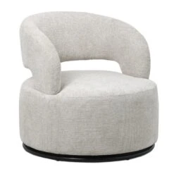 Draaifauteuil - Stof Beige - Hoogte Rugleuning 77cm - Eliza