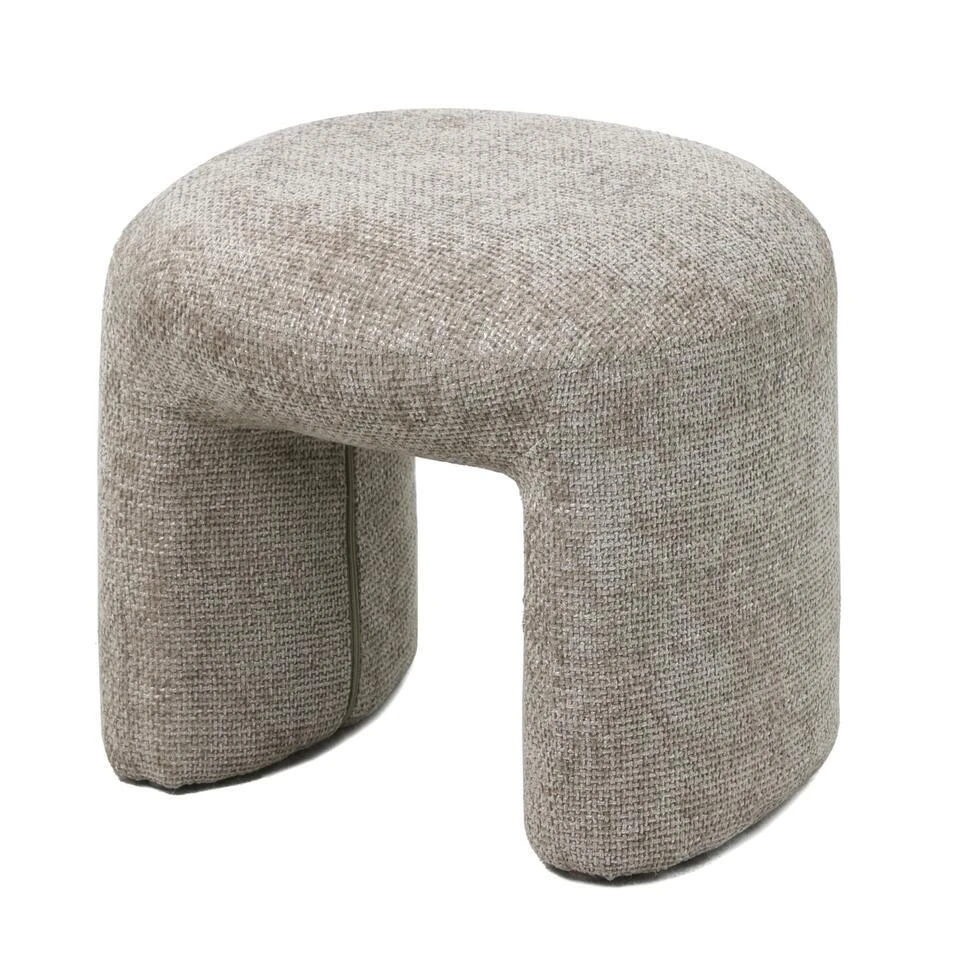 Poef Stof/Textiel Taupe - 47x42x42cm - Raven 3 Poef Stof/Textiel Taupe - 47x42x42cm - Raven