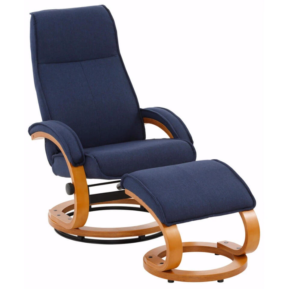 Paris - Fauteuil + Kruk Donkerblauwe Stoffen 3 Paris - Fauteuil + Kruk Donkerblauwe Stoffen