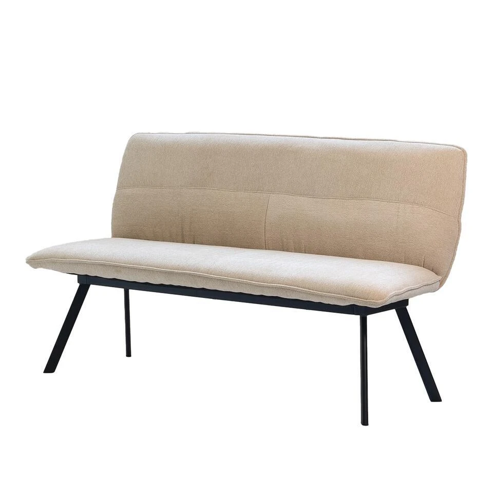 Eetkamerbank Rechthoek - Beige Stof - 160x60x88cm - Harper 3 Eetkamerbank Rechthoek - Beige Stof - 160x60x88cm - Harper