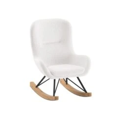Kinderschommelstoel Rocky - 66x56x69 Cm - Bouclé/wit