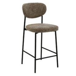 Barstoel Taupe Stof - Zithoogte 65cm - 44x50x97cm - Vajèn - Set Van 2