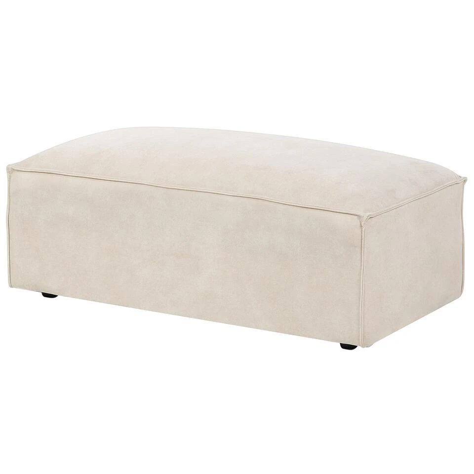 HELLNAR - Ottomaan - Beige - Fluweel 3 HELLNAR - Ottomaan - Beige - Fluweel