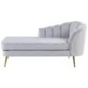 ALLIER - Chaise Longue - Grijs - Rechterzijde - Fluweel 2 ALLIER - Chaise Longue - Grijs - Rechterzijde - Fluweel -Meubelpromotie 1000142913