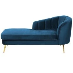 ALLIER - Chaise Longue - Blauw - Rechterzijde - Fluweel