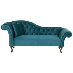 LATTES - Chaise Longue - Blauw - Linkerzijde - Fluweel