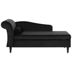 LUIRO - Chaise Longue - Zwart - Linkerzijde - Fluweel