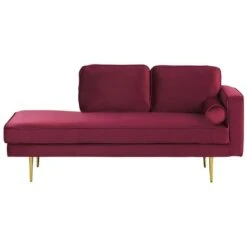 MIRAMAS - Chaise Longue - Rood - Rechterzijde - Fluweel