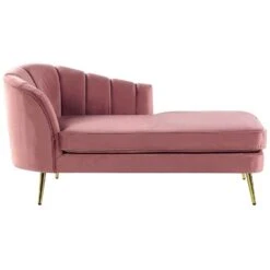 ALLIER - Chaise Longue - Roze - Linkerzijde - Fluweel