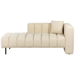 LANNILS - Chaise Longue - Beige - Rechtszijdig - Fluweel