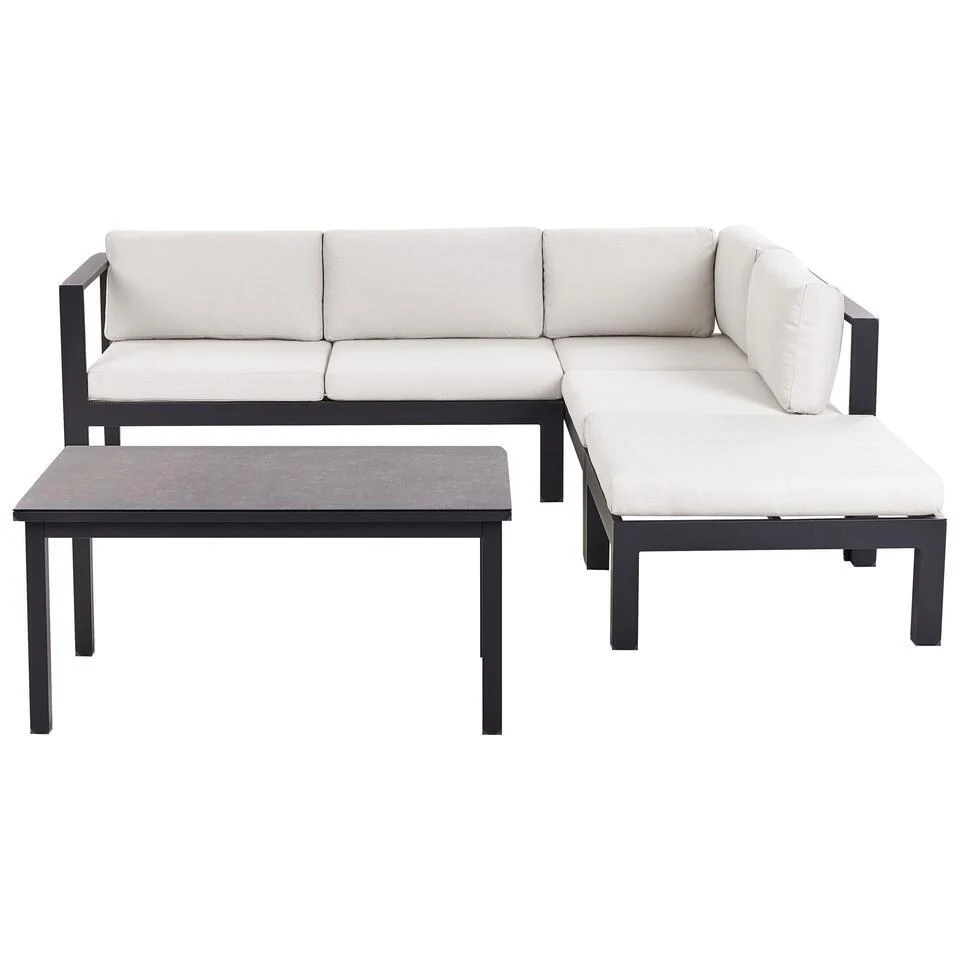 MESSINA - Loungeset Voor 5 - Zwart/Wit - Aluminium 3 MESSINA - Loungeset Voor 5 - Zwart/Wit - Aluminium