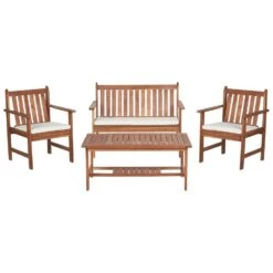 ALTIDONA - Loungeset - Lichthout/Wit - Acaciahout