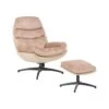 EIDE - Fauteuil Met Hocker - Beige - Fluweel 1 EIDE - Fauteuil Met Hocker - Beige - Fluweel -Meubelpromotie 1000144419