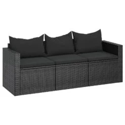 VidaXL - 3-zits Tuinbank - Zwart - Poly Rattan