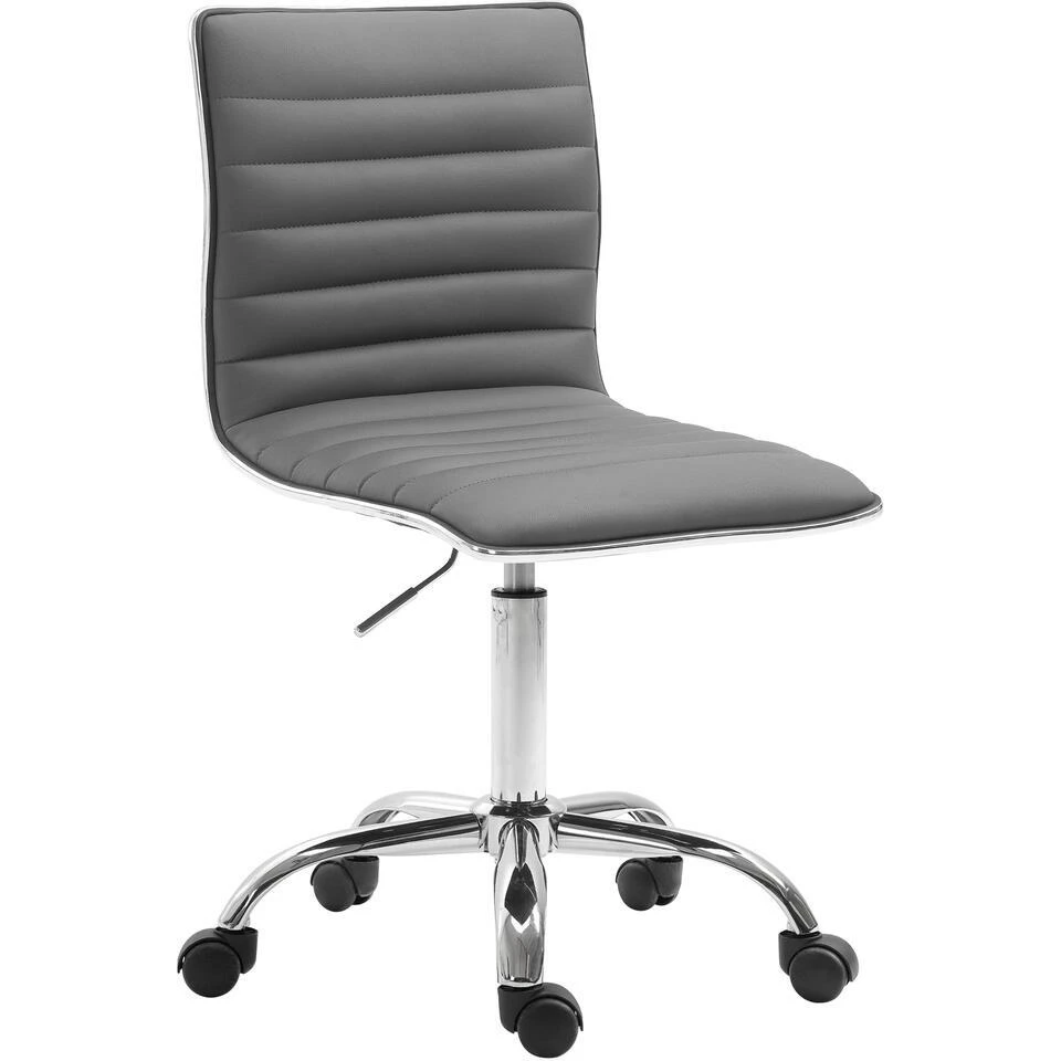 CLP Bureaustoel Alamosa Chroom Frame - Kunstleer - Grijs 3 CLP Bureaustoel Alamosa Chroom Frame - Kunstleer - Grijs